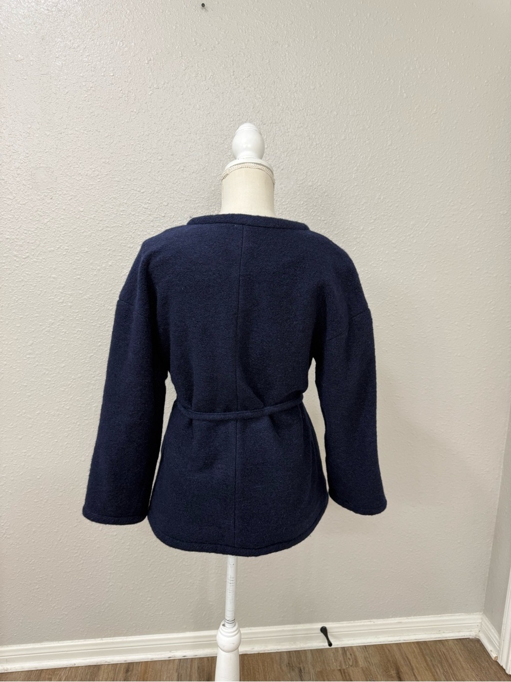 NWT J.Crew Navy Wool Blend Tie Waist Jacket Coat Size S - Picture 4 of 9